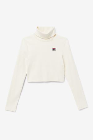 FILA Tapi Cropped Turtleneck Shirts Beige,Womens Clothing | CA.MBFHOG891